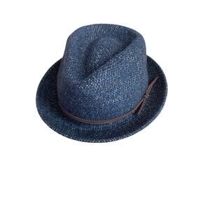 Betmar New York woven fedora one size navy blue wool blend NEW